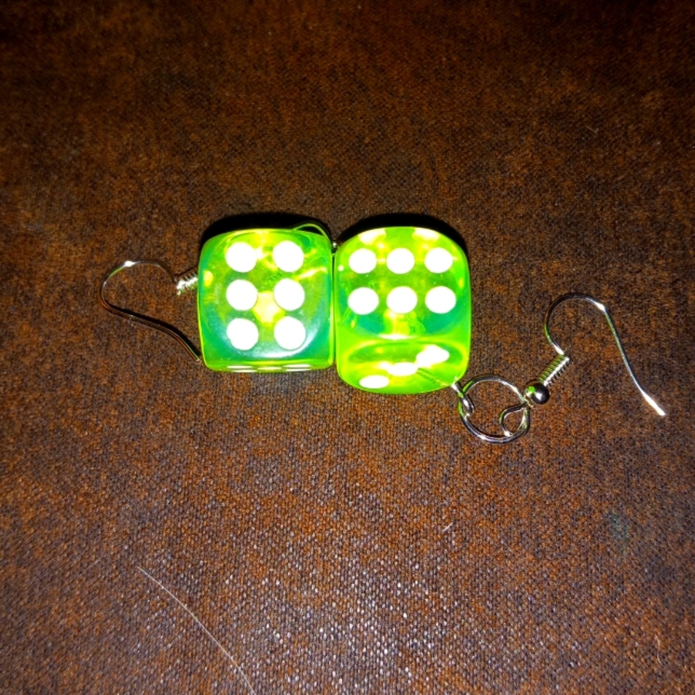 Lime green 🎲 dice earrings